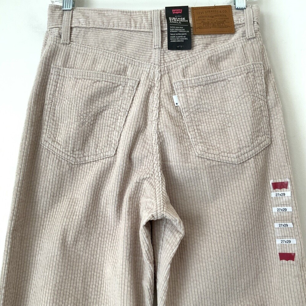 Levi’s Premium Ribbed Ribcage Straight Ankle High Rise Pants Khaki 27 - Picture 10 of 12